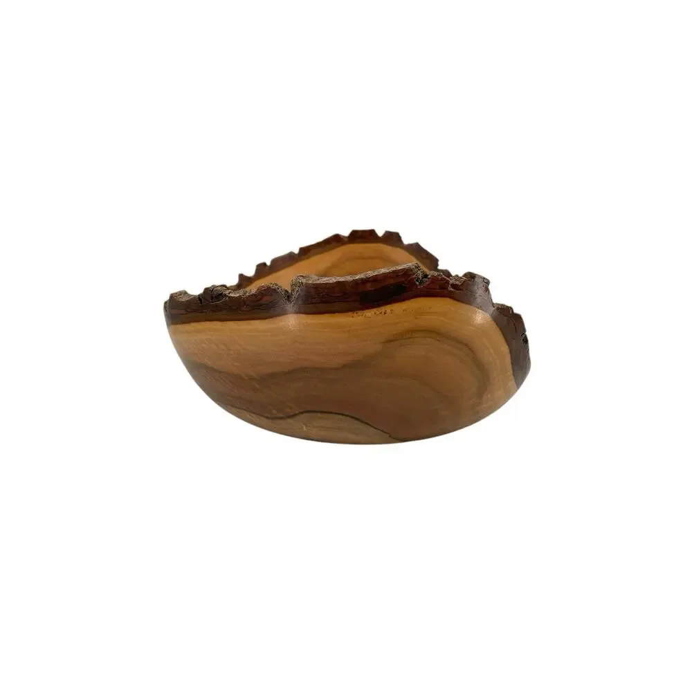 Hand Carved English Walnut Live Edge Bowl Signed Carl Ruhle